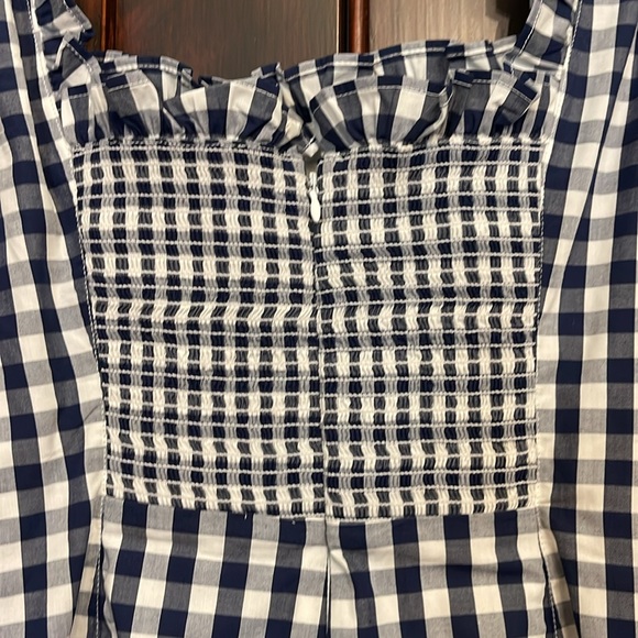 J.Crew, size 12, navy and white gingham, ruffled mini dress - Picture 3 of 9